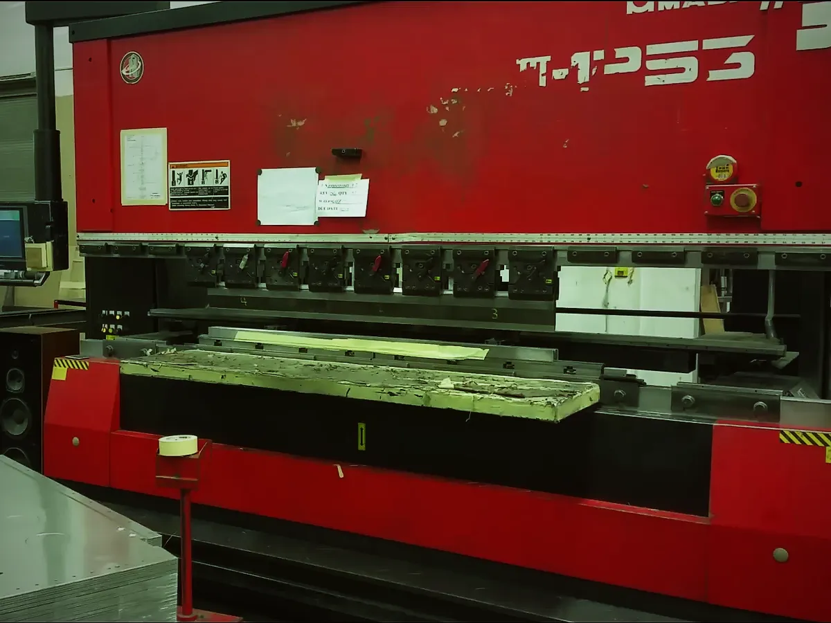 A red Amada press brake